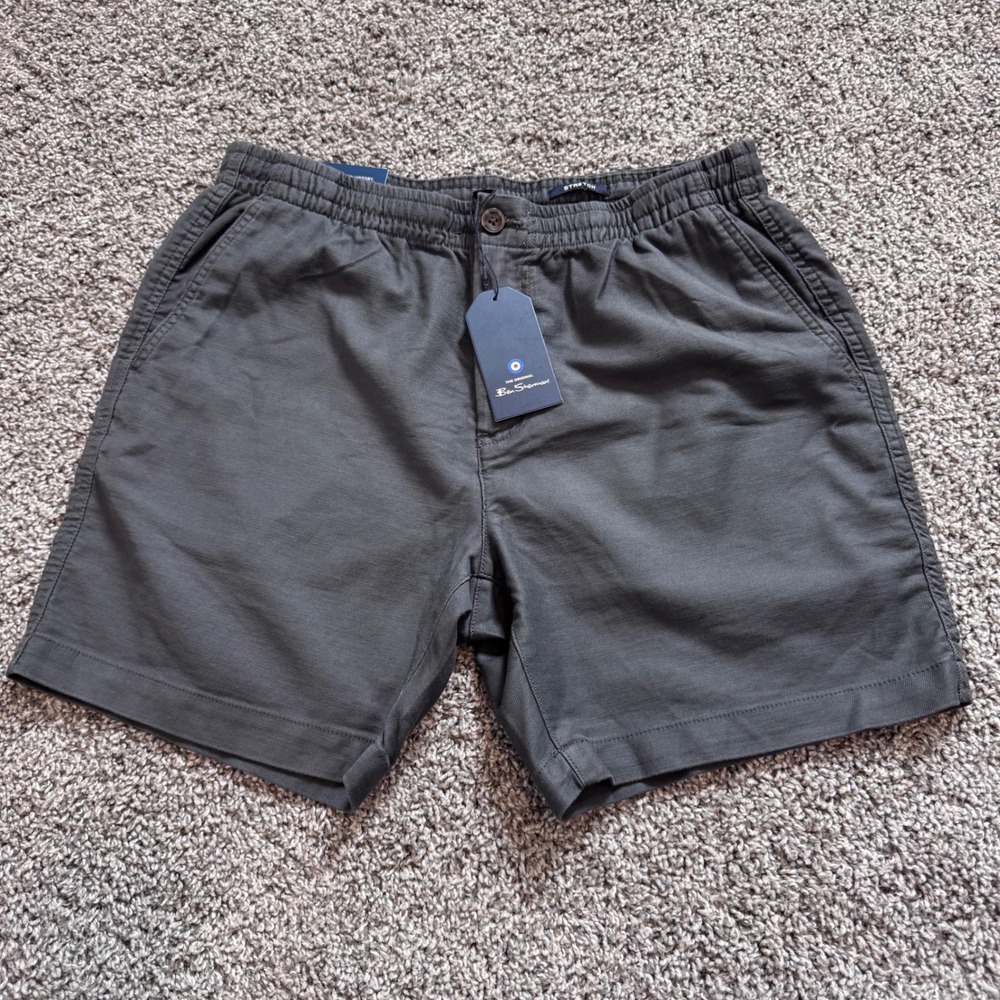 NWT Ben Sherman Dark Gray Regular Fit Men's Shorts Sz Large Stretch Cotton Blend